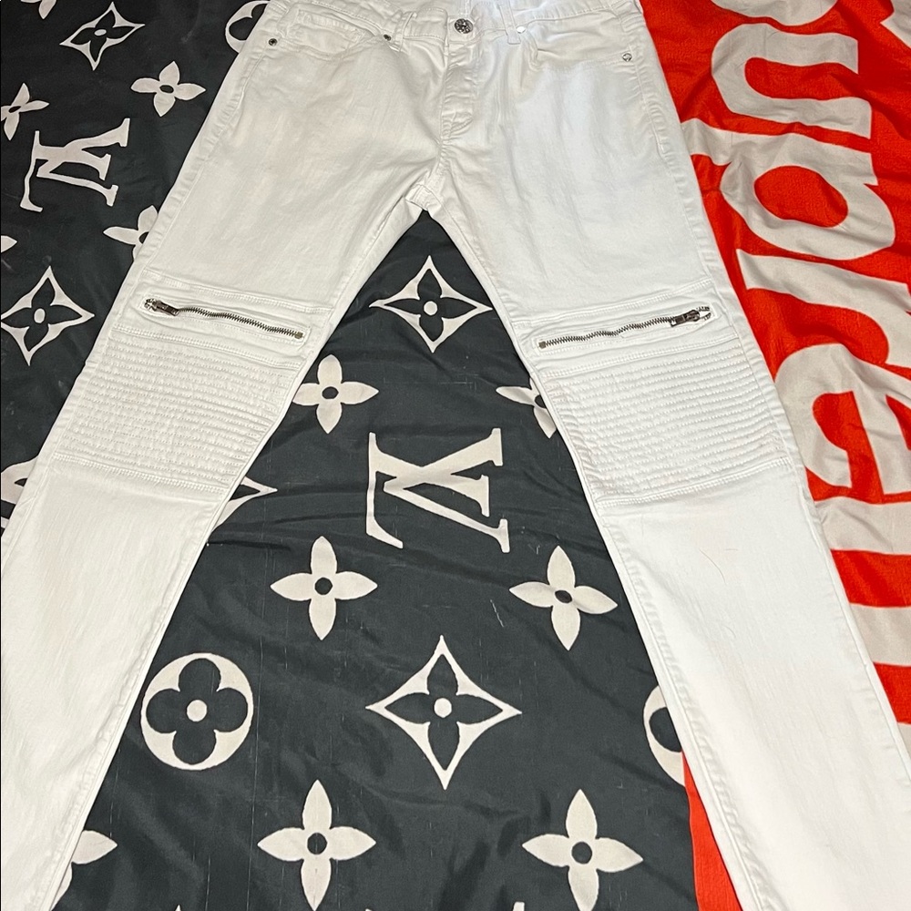 Mens white guess jeans